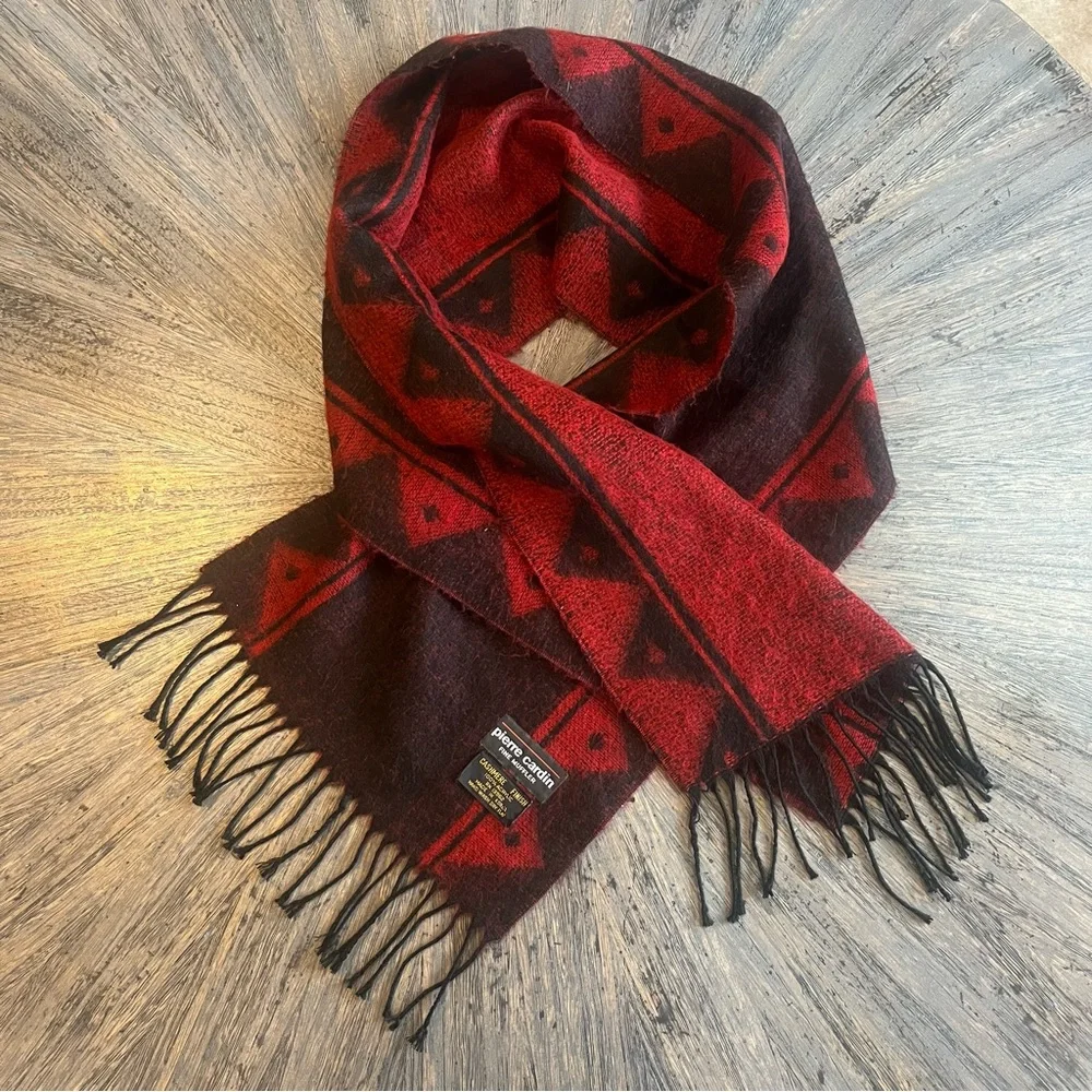 Pierre Cardin Fine Muffler Scarf – Red & Black –‎ Cashmere Finish